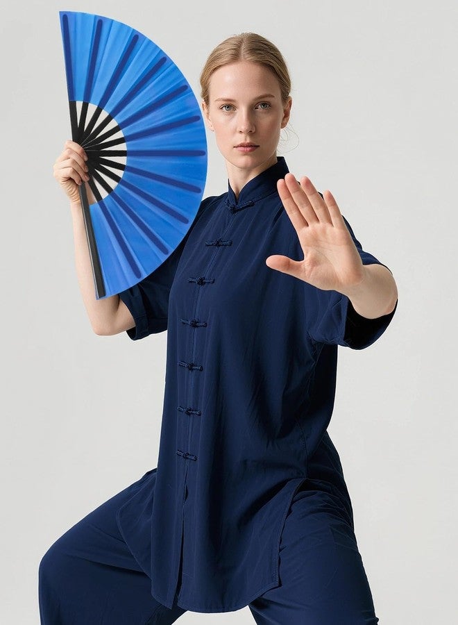 LSLYHTC 6Pcs Large Folding Hand Fan Bulk, Chinese Tai Chi Kung Fu Hand Fan, Popping Clacking Fans for Line Dancing, Portable for Outdoor, Wedding, Party, Festival Gift Decoration - Image 4